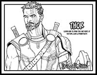 How to Draw THOR (Thor: Ragnarok) Drawing Tutorial