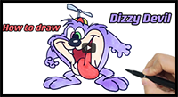 How to Draw Dizzy Devil Step by Step | Tiny Toon Adventures - Easy and Fun for Beginners