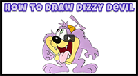 How to Draw Purple Dizzy Devil from Tiny Toon Adventures Franchise: Drawing