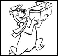 How to Draw Yogi Bear Running with a Picnic Basket