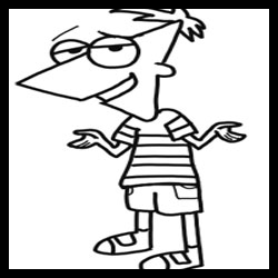 How to draw Phineas : Phineas and Ferb Step by Step Drawing Tutorials