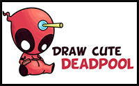 Learn How to Draw Cute Cartoon / Chibi Deadpool Easy Step by Step Drawing Tutorial for Beginners