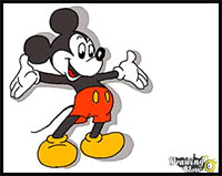 how to draw mickey mouse full body