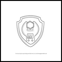 how to draw rubble badge from paw patrol