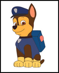 how to draw chase from paw patrol step by step