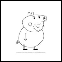 how to draw uncle pig from pegga pig