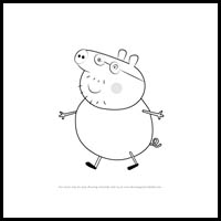 how to draw daddy pig from pegga pig