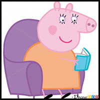 how to draw mummy pig from pegga pig