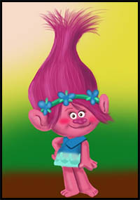 how to draw princess poppy from trolls
