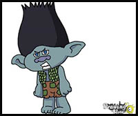 how to draw branch from trolls the movie