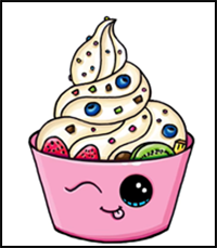 How to Draw Frozen Yogurt Dessert, Soft Serve Ice Cream
