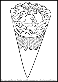 How to Draw Chocolate Ice Cream Cone