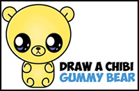 How to Draw a Cute Chibi / Kawaii / Cartoon Gummy Bear Easy Step by Step Drawing Tutorial for Kids