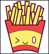 Learn How to Draw Cute Kawaii French Fries with Face on It – Simple Steps Drawing Lesson for Beginners
