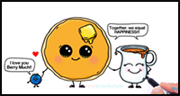 How to Draw Cartoon Pancake and Syrup Breakfast Cute and Easy