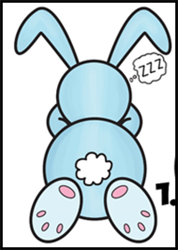How to Draw a Cute Cartoon Sleeping Bunny Rabbit from #8 Shape Easy Step by Step Drawing Tutorial for Kids and Preschoolers