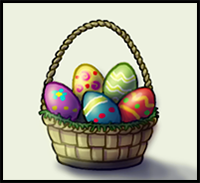 How to Draw an Easter Egg Basket