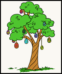 How to Draw an Easter Egg Tree