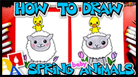 How To Draw A Spring Lamb And Duckling