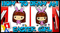 How To Draw A Cute Easter Girl Cartoon