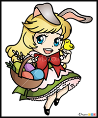 How to Draw Chibi Easter Girl, Easter