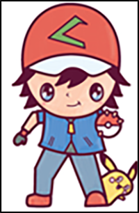 How to Draw Cute Kawaii Chibi Ash and Pikachu from Pokemon Easy Step by Step Drawing Tutorial for Kids and Beginners