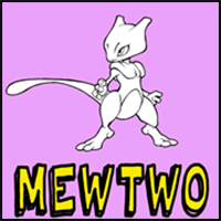 How to draw Mewtwo from Pokemon with easy step by step drawing tutorial