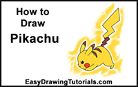 How to Draw Pikachu Pokemon Side Lightning Rod Attack Fight Battle Bold