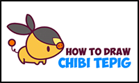 How to Draw Cute Kawaii Chibi TePig from Pokemon - Simple Drawing Tutorial