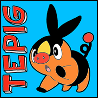 How to draw Tepig from Pokémon from with easy step by step drawing tutorial
