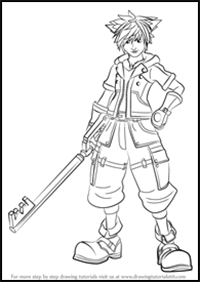 How to Draw Sora from Kingdom Hearts