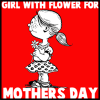 How to draw a Girl with a Flower for Mother's Day or Valentine's Day with easy step by step drawing tutorial