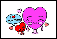 How to Draw Mother's Day Card (Step by Step Art Lesson for Kids)