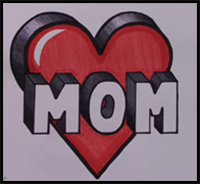 How to Draw MOM in a HEART 3D