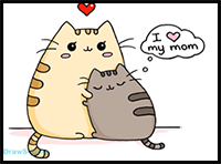 How to Draw Mother's Day Pusheen Cat Easy