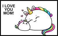 How to Draw Mother's Day Unicorns Easy