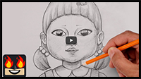 How to Draw Red Light Green Light Doll | Squid Game
