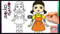 How to Draw Squid Game Doll | Easy Drawing Tutorial