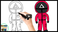 Squid Game Drawing - How to Make an Easy Squid Game Character Picture Step by Step