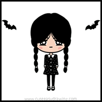 How to Draw a Cute Wednesday Addams Easy Step-by-Step Guide