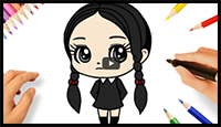 How to Draw Wednesday Addams Easy