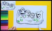 How to Draw Mount Rushmore, South Dakota, USA