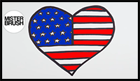 How to Draw a Flag Heart | Memorial Day Drawings