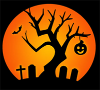 How to Draw a Halloween Graveyard Scene with a Silhouette of a Tree, a Bat, Graves, and a Jack-O-Lantern Step by Step Drawing Tutorial for Kids
