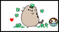 How to Draw Cute Pusheen Cat | St. Patrick's Day