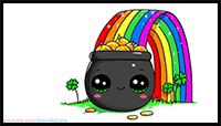 How to Draw a Pot of Gold with Rainbow Easy