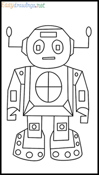 how to draw a robot step by step