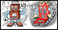 How to Draw a Robot: 2 Different Easy Ways