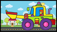 Easy How to Draw a Bulldozer for Kids & Toddlers