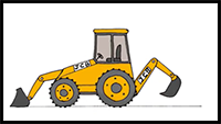 How to Draw JCB (Backhoe Loader)
